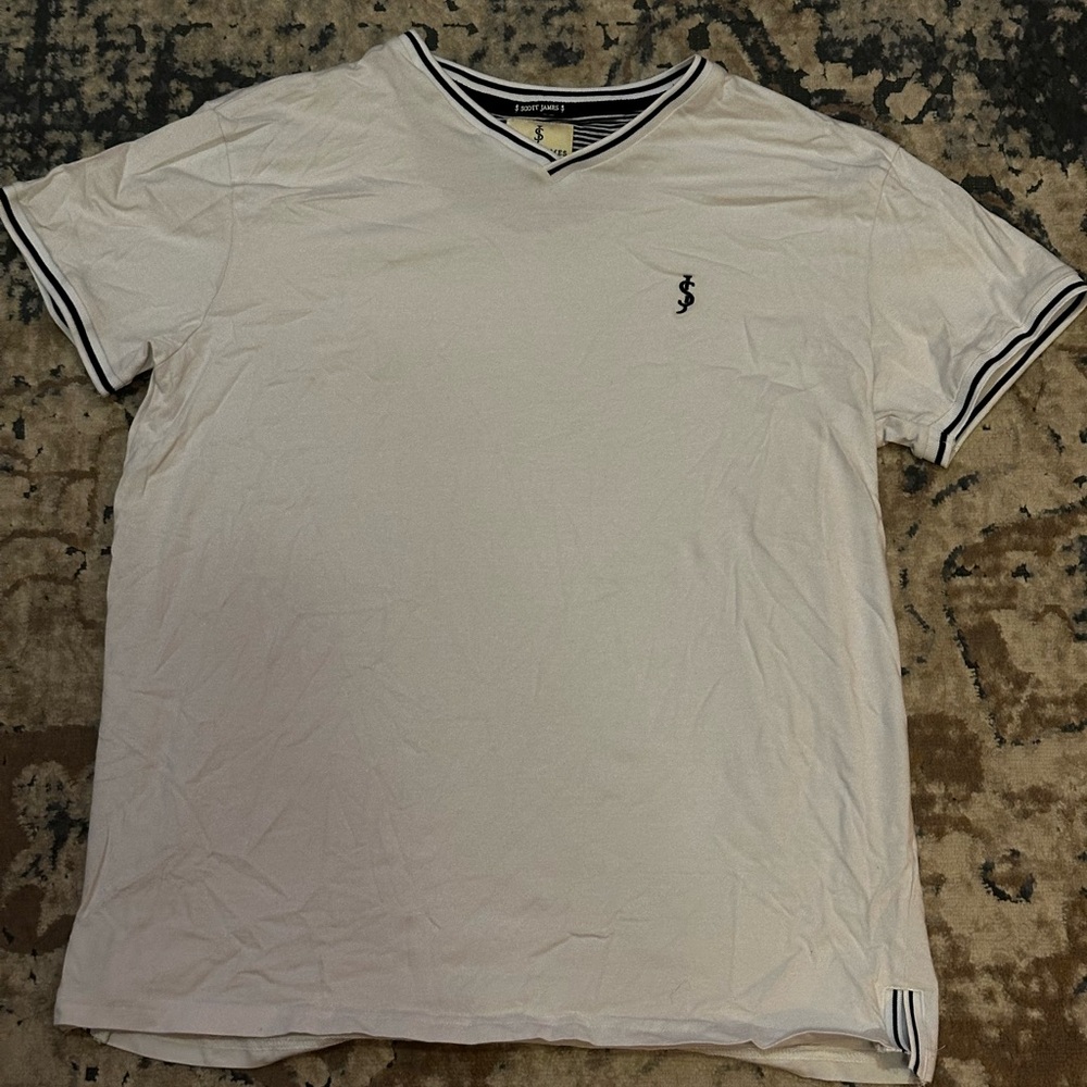 Scott James White V-Neck Men's Shirt
